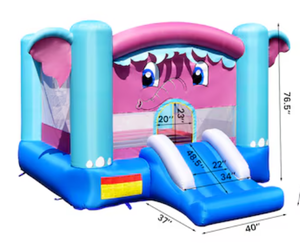 lot 39 image: Slickblue Elephant Theme Inflatable Bounce House 100.5-In Oxford Cloth Kids Playset for Outdoor Yard