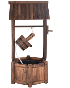 lot 202 image: Giantex Wishing Well Water Fountain Outdoor, Rustic Wooden Waterfall Fountain with Electric Pump, Water Bucket, Freestanding Decorative Wishing Well Water Feature for Backyard Patio Garden Lawn 23L x 20W x 46H