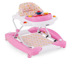 lot 213 image: INFANS Baby Walker, 5 in 1 Behind Walker Learning Seated Rocker Bouncer with Removable Music Tray, Adjustable Height