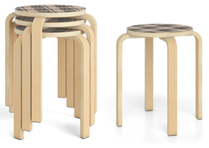 lot 401 image: Giantex Stackable Stools Set of 4, 18 Round Stacking Backless Nesting Stools, School Chairs, Flexible Seating for Classroom Elementary, Students, Adults, Kitchen, Dining Room (Natural & Black)
