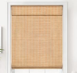 lot 402 image: LazBlinds No Tools No Drill Cordless Bamboo Roman Shades, Light Filtering Window Treatment, Roll Up Bamboo Blinds for Window 35 W x 64 H, Brown