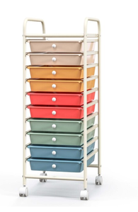 lot 404 image: Costway 10 Drawer Rolling Storage Cart Scrapbook Paper Office School Organizer Macaron