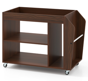 lot 406 image: Costway 3-Tier Side End Table with Universal Wheels 30 x 15.5 x 22