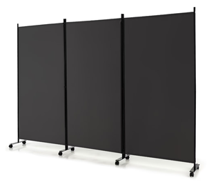 lot 407 image: Costway 3-Panel Folding Room Divider 6Ft Rolling Privacy Screen with Lockable Wheels Grey 103 x 12 x 71