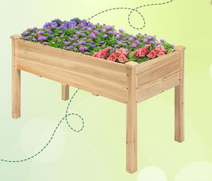 lot 412 image: Toolsempire Raised Garden Bed, Fir Wood Elevated Planter Box with Drainage Holes(Natural, Only Planter Box) (Maybe Missing Hardware)