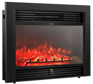 lot 417 image: COSTWAY Electric Fireplace Inserts 28.5-inch Wide, 750W1500W Wall Recessed and Freestanding Fireplace with 3 Flame Colors, 5 Brightness Settings, 8H Timer, Remote Control, Heater for Indoor Use