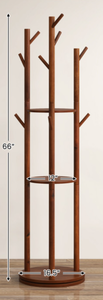 lot 419 image: Costway Freestanding Wooden Coat Tree with 3 Display Storage Shelves and 9 Hooks (Missing Hardware)