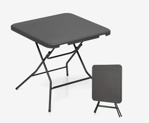 lot 421 image: Costway 2.6FT Foldable Dining Table with Wood Grain HDPE Tabletop and Non-slip Foot Pads