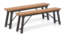 lot 430 image: Kadehome 55 in. Acacia Wood Outdoor Benches Foldable Patio Rectangular Bench Chair for Porch, Yard, Balcony 2 Pack