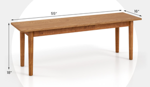 lot 436 image: Costway Solid Wood Dining Bench Entryway Bench with Rubber Wood Legs (Minor Transit Damage)