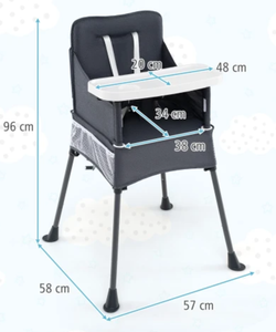 lot 440 image: Costway Folding Baby High Chair with 2-position Tray Adjustable Safety