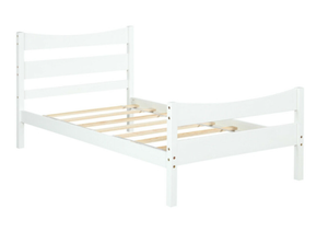 lot 445 image: Costway Twin Size Rustic Style Platform Bed Frame with Headboard and Footboard