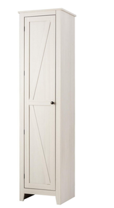 lot 450 image: Giantex Tall Storage Cabinet Freestanding Floor Storage Tower with Four Shelves and Single Door, 17x16x72 Inch, Narrow Utility Cabinet for Living Room, Bathroom (Grayish White) (Maybe Missing Hardware, Parts or Pieces)