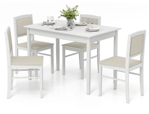 lot 455 image: Costway Small Round Dining Table Giantex 5-Piece Dining Set, Modern Rectangular Dining Table & Upholstered Chair (Maybe Missing Hardware. Attempted To Assemble)