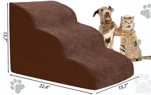 lot 463 image: aodisman Dog Ramp for Couch Or Bed, 3-Step Dog Stairs & Steps for Small Dogs and Old Cats, Soft and Non-Slip Pet Steps, Suitable for Short-Legged Dogs, Injured Pets