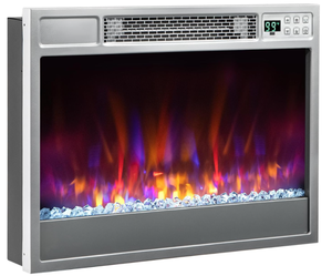 lot 48 image: COSTWAY Electric Fireplace Inserts 23-inch Wide, 1500W Recessed Fireplace Insert wRemote Control, 6 Flame Colors, 5 Brightness, 8H Timer, Overheat Protection, Infrared Heater for Indoor (Silver)