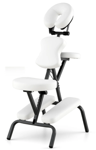 lot 52 image: Gamba Beauty PU Leather Pad Travel Massage Chair with Thickened Sponge and Carrying Bag-White