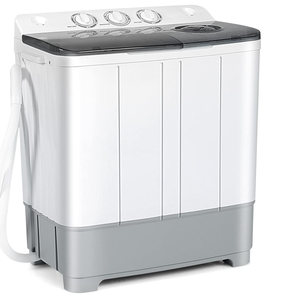 lot 55 image: COSTWAY Portable Washing Machine, Twin Tub 22Lbs Capacity, Compact Washer(13.2Lbs) and Spinner(8.8Lbs) with Control Knobs, Built-in Drain Pump, Semi-Automatic Laundry washer for Apartment, RV (Grey)