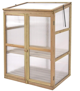 lot 100 image: Giantex Garden Portable Wooden Cold Frame Greenhouse Raised Flower Planter Protection (30.0X22.4X42.9)