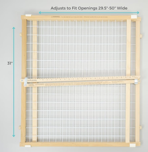 lot 102 image: Toddleroo by North States - Extra-Wide Wire Mesh Wooden Baby Gate Pressure Mounted Baby Gate for Doorways - Adjustable 29.5 to 50 Inches Wide - 31 Inches Tall