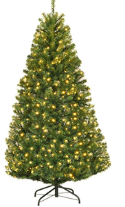 lot 110 image: GOFLAME 5ft Pre-Lit Artificial Christmas Tree, Premium Spruce Hinged Tree with Metal Stand, 11 Flash Modes with Multicolored LED Lights, Traditional Indoor Decoration for Festival Party Holiday