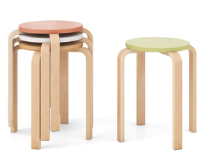 lot 111 image: Giantex Bentwood Stackable Stools Set of 4, 18 Round Stacking Backless Nesting Stools