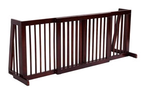 lot 113 image: Giantex Expandable Wood Dog Gate, 28-80 Adjustable Freestanding Safety Gate, Step Over Fence for Small to Medium Sized Pets, Indoor House Doorway Stairs Extra Wide Fence (Maybe Missing Hardware)