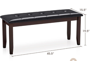 lot 117 image: Giantex Button-Tufted Dining Bench, 45.5 PU Leather Upholstered Bench wLoads 400 Lbs