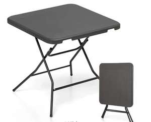 lot 118 image: Costway 2.6FT Foldable Dining Table with Wood Grain HDPE Tabletop and Non-slip Foot Pads