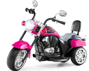 lot 124 image: Costway 6V Powered Toddler 3-Wheel Motorbike Ride On Toy with Horn and Headlight, Hot Pink