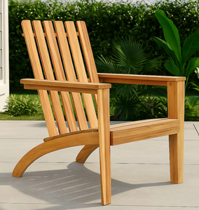 lot 125 image: Hivvago - Acacia Wood Outdoor Lounge Chair with Armrests - Natural (Minor Transit Damage)