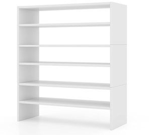 lot 132 image: COSTWAY 6-Tier Shoe Rack, Extra Wide Shoe Shelf Organizer with Stackable Design, 31 Freestanding Storage Shoe Stand for Small Space Entryway Hallway Closet (White)