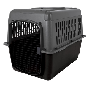 lot 224 image: Petmate Pet Porter Traditional Travel Dog Kennel Portable Plastic Carrier, Medium to Large 36 for Dogs 50-70 lb, Gray (Transit Damage. Missing Tie Downs)