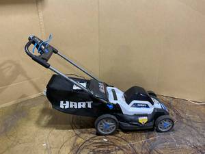 lot 247 image: HART 40-Volt 20-inch Cordless Brushless Push Mower Kit, (USED, Not Tested. Missing Batteries)