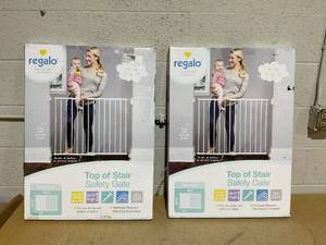 lot 198 image: LOT OF 2 Regalo 2-in-1 Stairway and Hallway Wall Mounted Baby Safety Gate, White