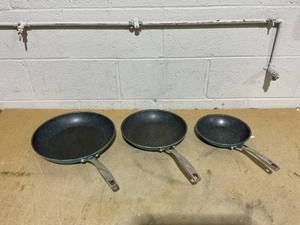 lot 381 image: Curtis Stone 3-piece Frypan Set (Used )