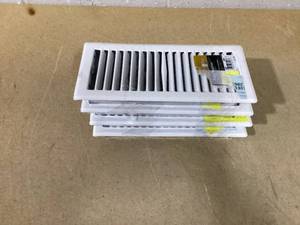 lot 350 image: Imperial (4 pack) Imperial 4-inch x 10-inch White Steel Painted Louvered Floor Regist