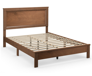 lot 81 image: Costway Twin Size Bed Frame Platform Slat High Headboard Bedroom with Rubber Wood Leg