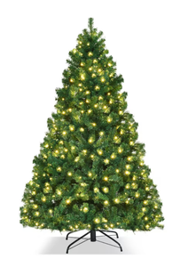 lot 91 image: Boyel Living 7 ft Pre-lit Artificial Natural Green Christmas Tree with LED Lights