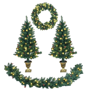 lot 95 image: Costway 3 -Pack Green (assorted) IndoorOutdoor Ornament set