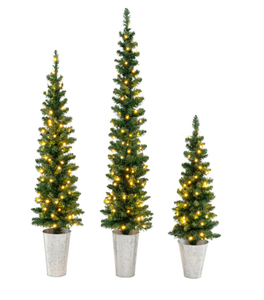 lot 98 image: Costway Set of 3 Pre-Lit Artificial Christmas Trees with 230 Warm White LED Lights