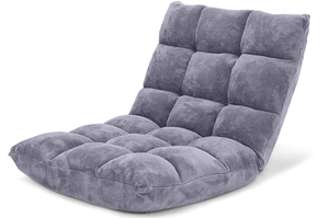 lot 139 image: Giantex Folding Floor Chair with Back Support, 14 Adjustable Position, Padded Sleeper Bed, Couch Recliner, Gaming Floor Chairs for Adults, Meditation, Living Room (Grey)