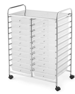 lot 140 image: OFFICEJOY 20 Drawer Rolling Storage Cart, Multipurpose Mobile Utility Cart wUniversal Wheels & Plastic Drawers, Drawer Organizer Cart for Classroom, Office, School, Home