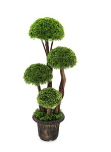 lot 148 image: Costway HZ10120 3 ft. Decorative Artificial Cedar Topiary Tree with Rattan Trunk (Branch Damaged See Photos)