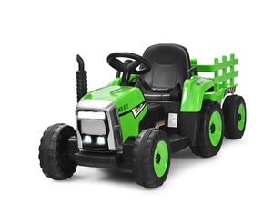 lot 61 image: Costway 12V Kids Ride On Tractor with Trailer Ground Loader wRemote Control &LED Lights Green