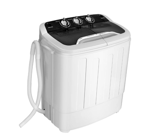 lot 62 image: Costway 13lbs Portable Semi-Automatic Twin Tub Wash Machine W Built-In Drain Pump Black