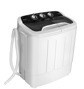 lot 64 image: Costway 13lbs Portable Semi-Automatic Twin Tub Wash Machine W Built-In Drain Pump Black