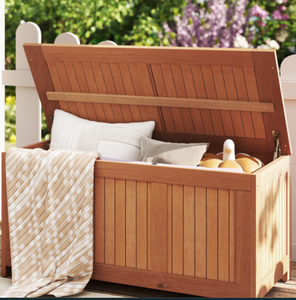 lot 73 image: 58 Gallon 3-in-1 Patio Wood Deck Box with Flip Top for Cushions