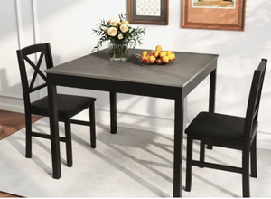 lot 75 image: 3-Piece Dining Table Set Wooden Square Kitchen Table for 2 People