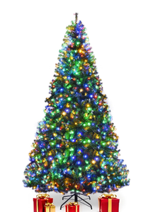 lot 86 image: COSTWAY 9 FT Pre-lit Christmas Tree, Artificial Xmas Tree with 1000 Warm White & Multicolored Lights, 11 Modes, 2944 Branch Tips, Metal Support, Holiday Decoration Fake Tree for Home, Office, Party